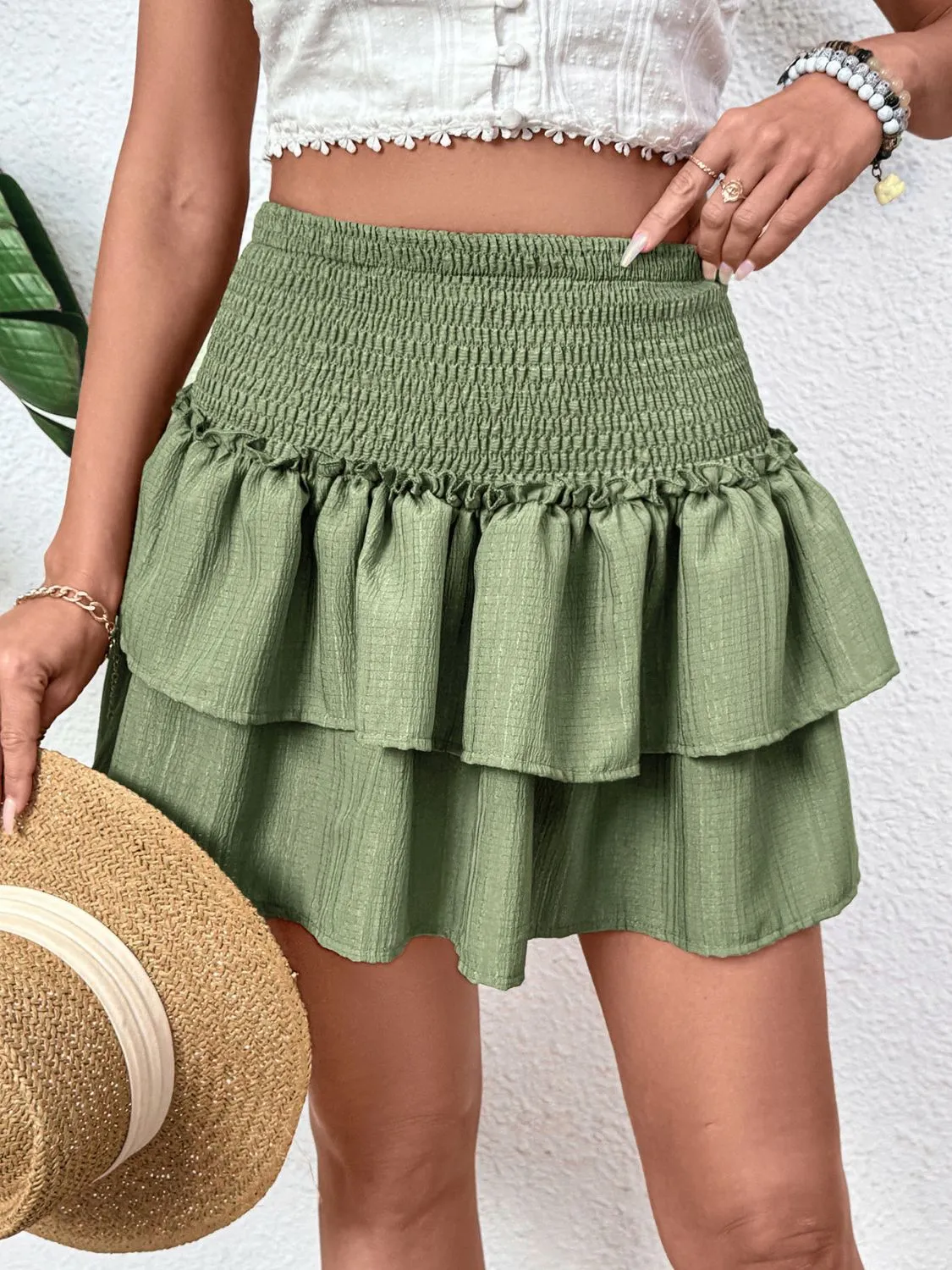 Perfee Layered Smocked Mini Skirt sold by Charming Charlie product image thumbnail 2