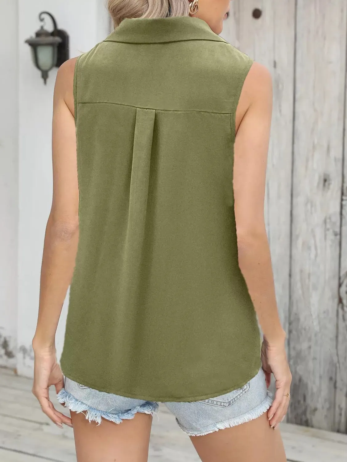 Johnny Collared Button Up Sleeveless Top sold by Charming Charlie product image thumbnail 5
