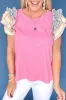 Striped Ruffle Flutter Sleeve Ribbed Blouse sold by Charming Charlie