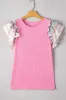 Striped Ruffle Flutter Sleeve Ribbed Blouse sold by Charming Charlie