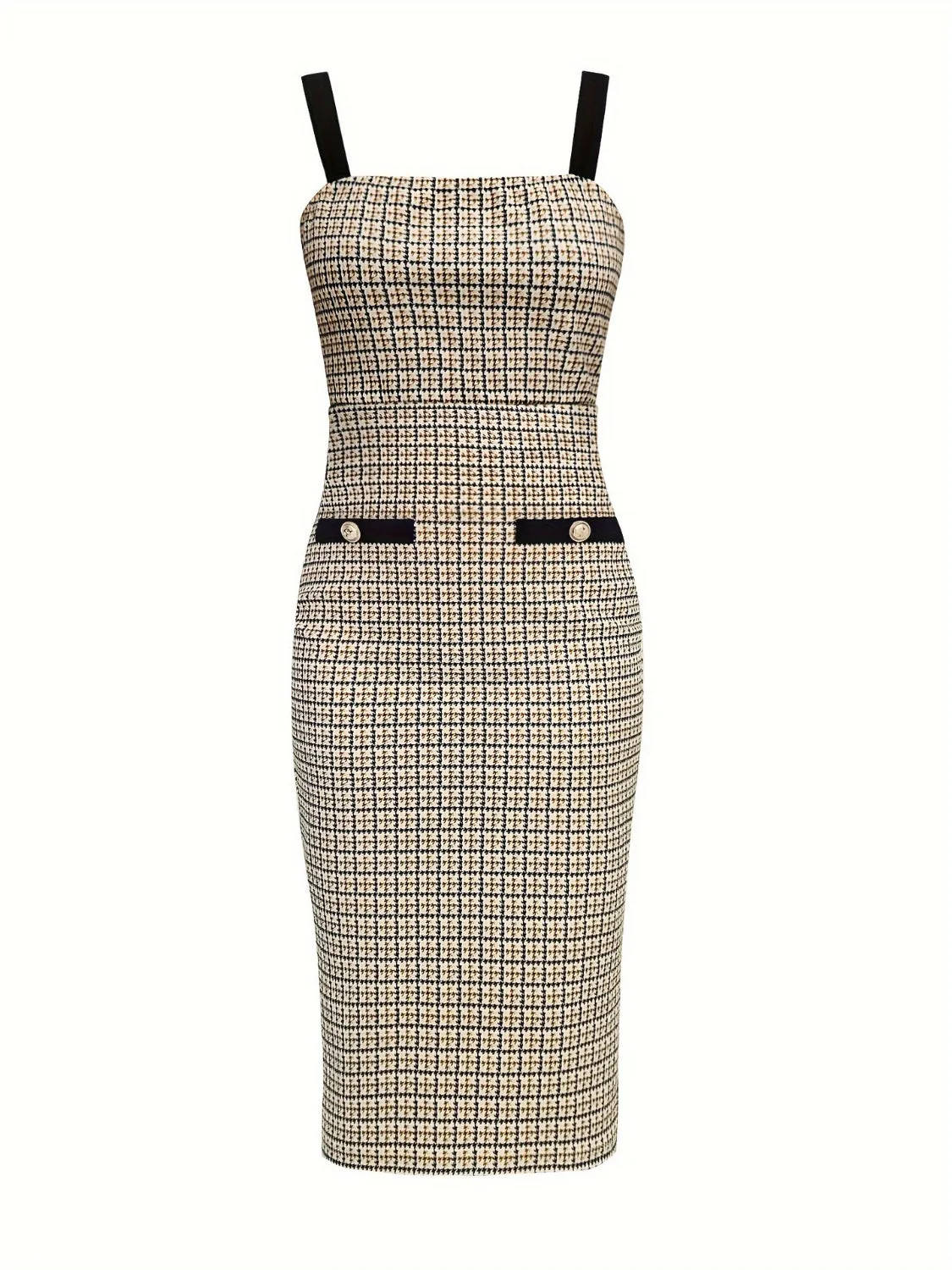 Slit Back Houndstooth Wide Strap Dress sold by Charming Charlie product image thumbnail 3