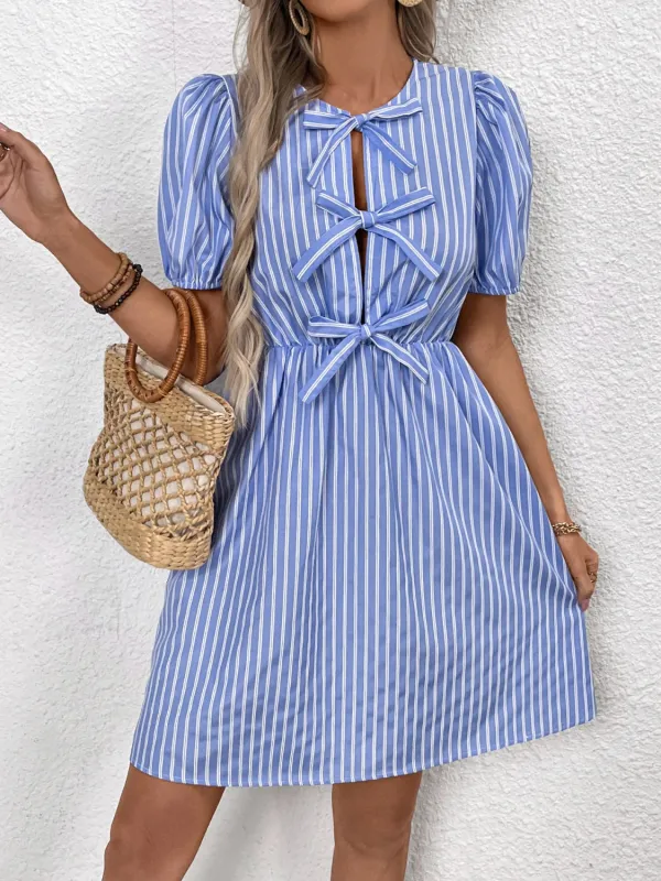 Perfee Tied Striped Short Sleeve Mini Dress sold by Charming Charlie
