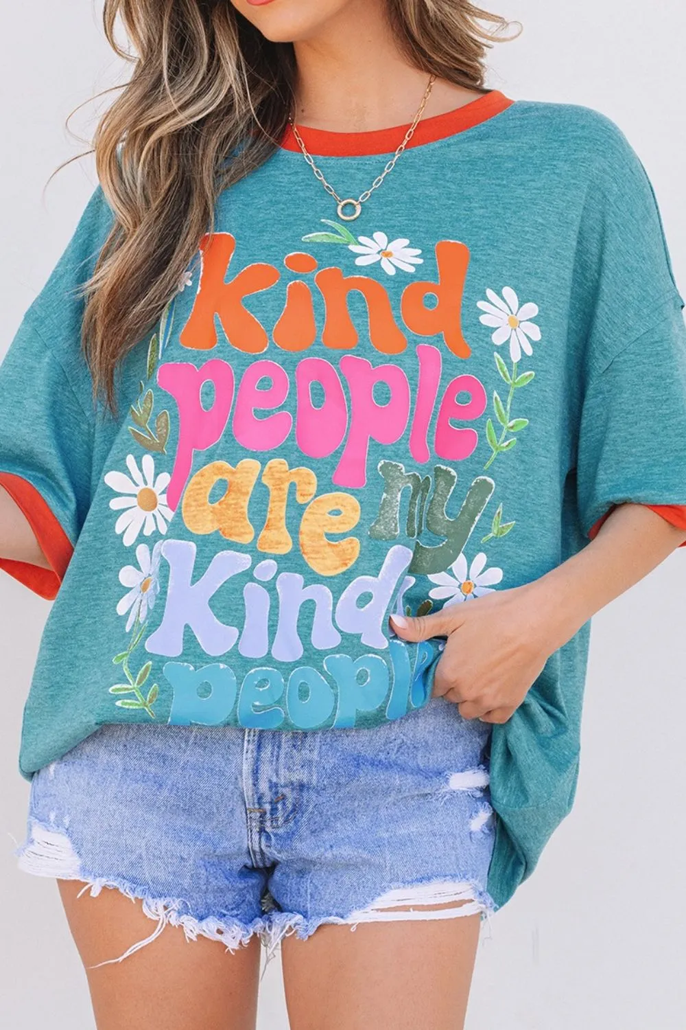 Kind People are My Kind People Graphic Oversized T-Shirt sold by Charming Charlie product image thumbnail 4