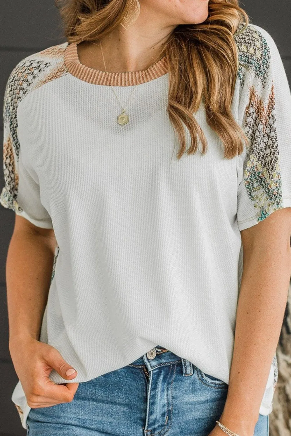 Chevron Patchwork Raglan Sleeve Knit Top sold by Charming Charlie product image thumbnail 3