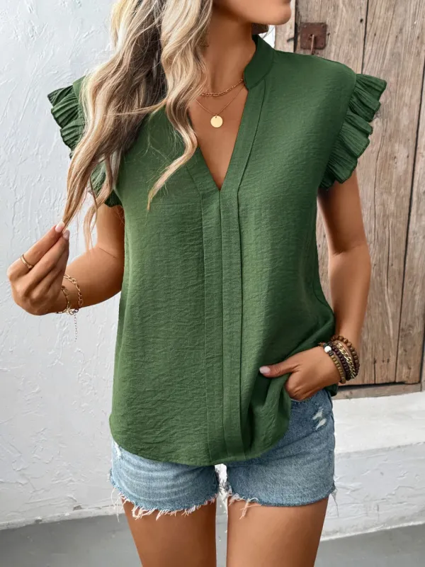 Perfee Ruffled Cap Sleeve Blouse sold by Charming Charlie