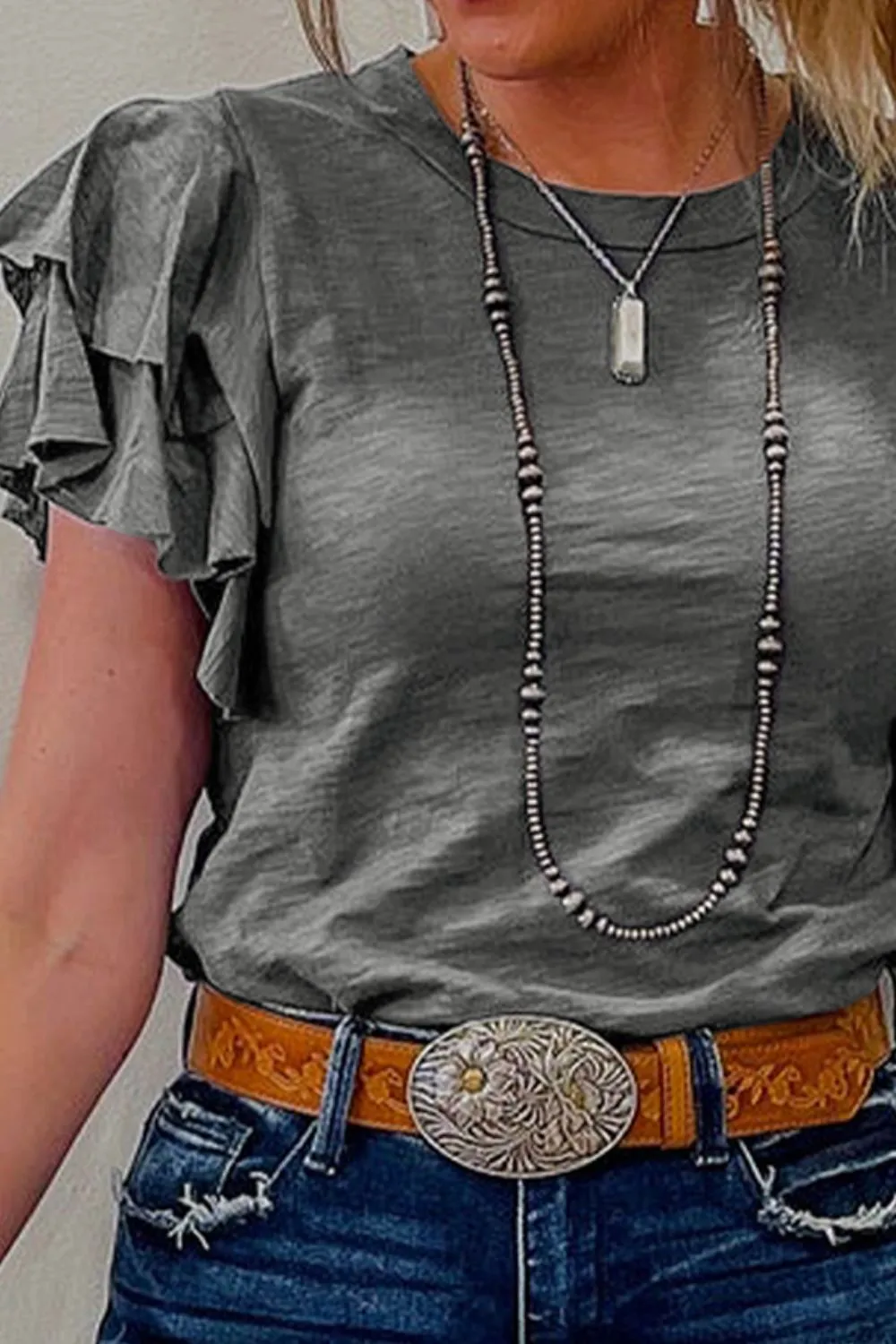 Round Neck Layered Short Sleeve Top sold by Charming Charlie product image thumbnail 4