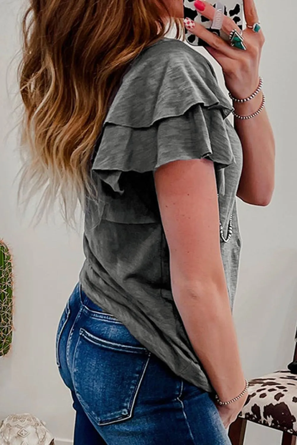 Round Neck Layered Short Sleeve Top sold by Charming Charlie product image thumbnail 3