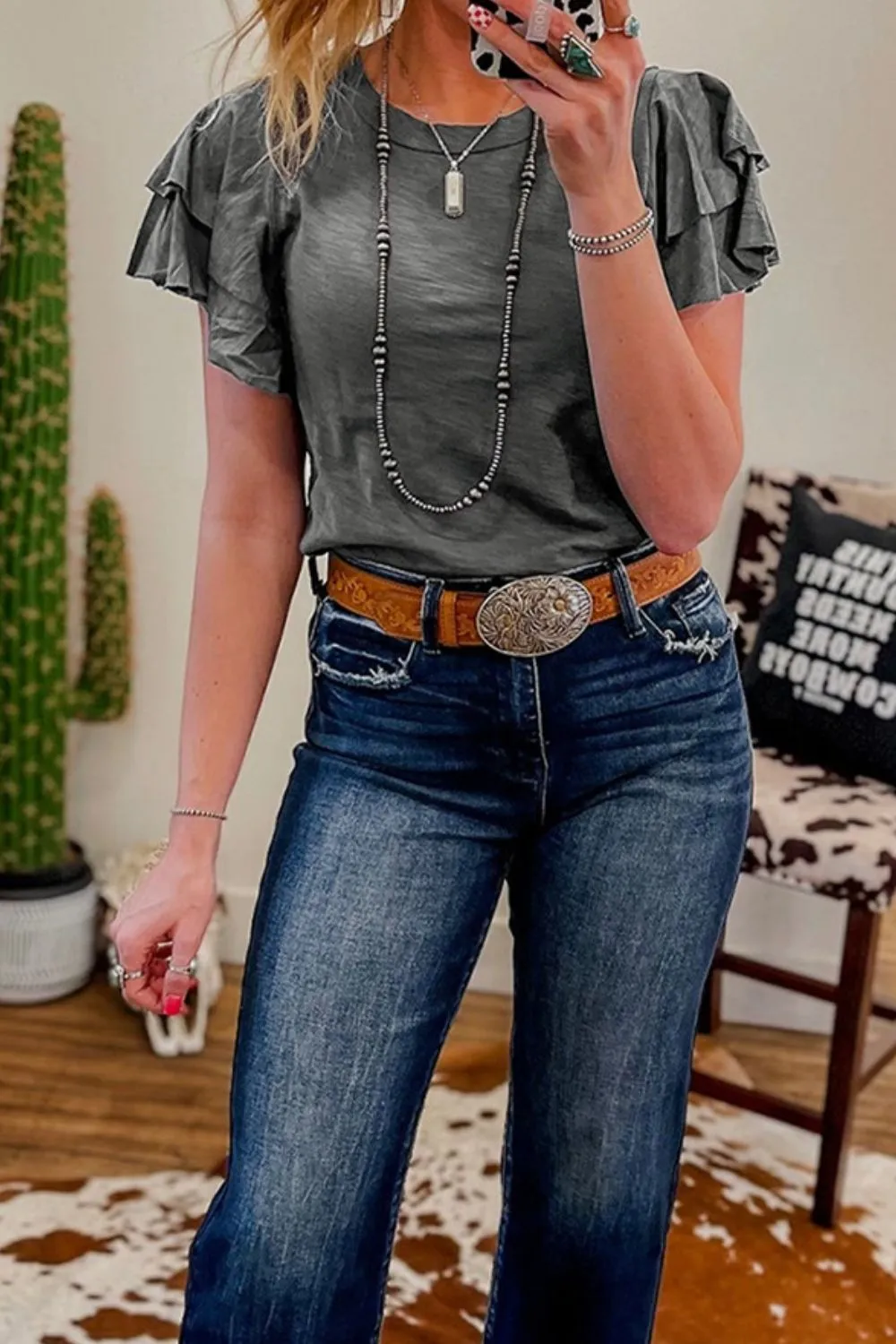 Round Neck Layered Short Sleeve Top sold by Charming Charlie product image thumbnail 5