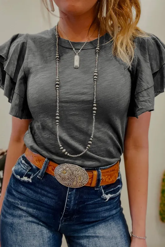Round Neck Layered Short Sleeve Top sold by Charming Charlie
