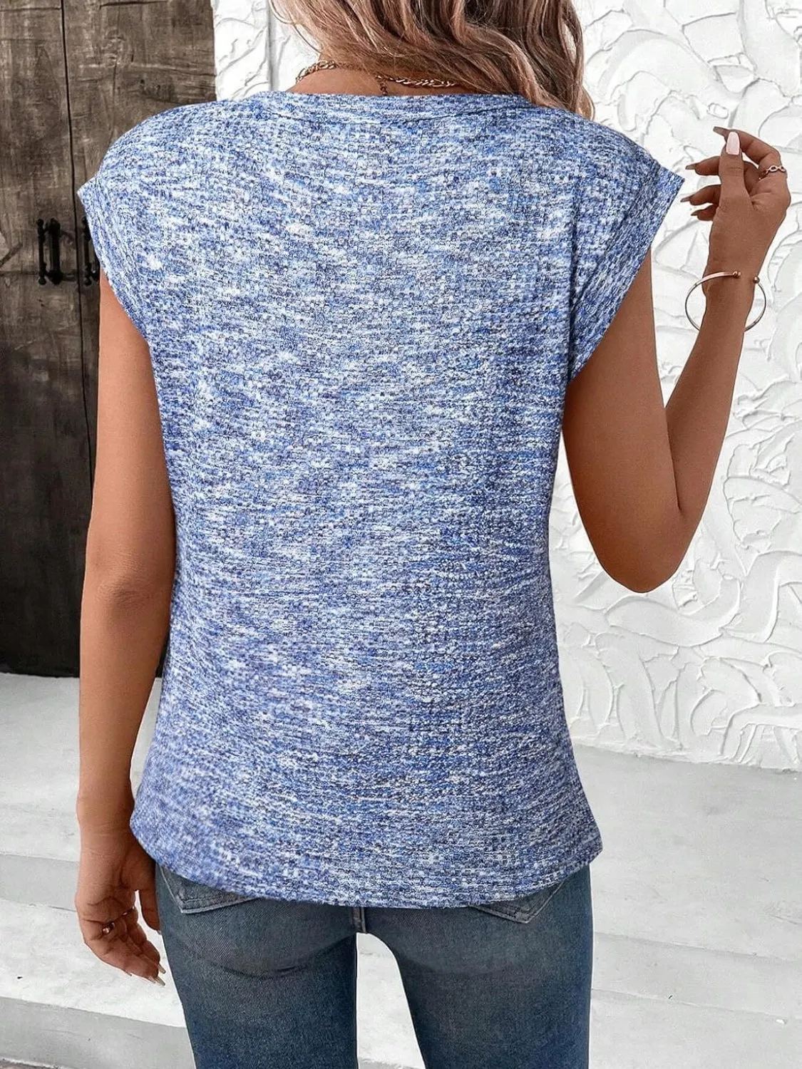 Heathered Round Neck Cap Sleeve T-Shirt sold by Charming Charlie product image thumbnail 5