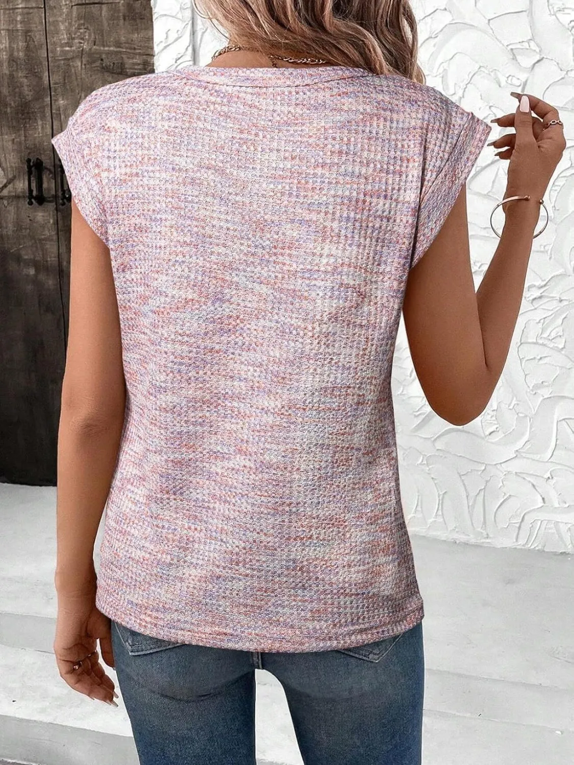 Heathered Round Neck Cap Sleeve T-Shirt sold by Charming Charlie product image thumbnail 2