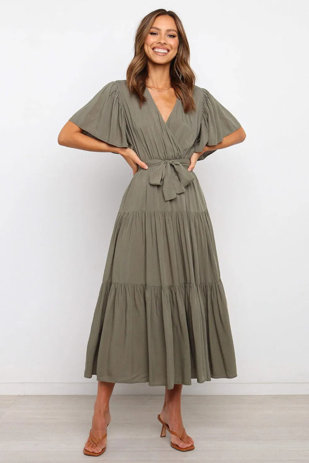 Tied Tiered Short Sleeve Midi Dress sold by Charming Charlie product image thumbnail 5