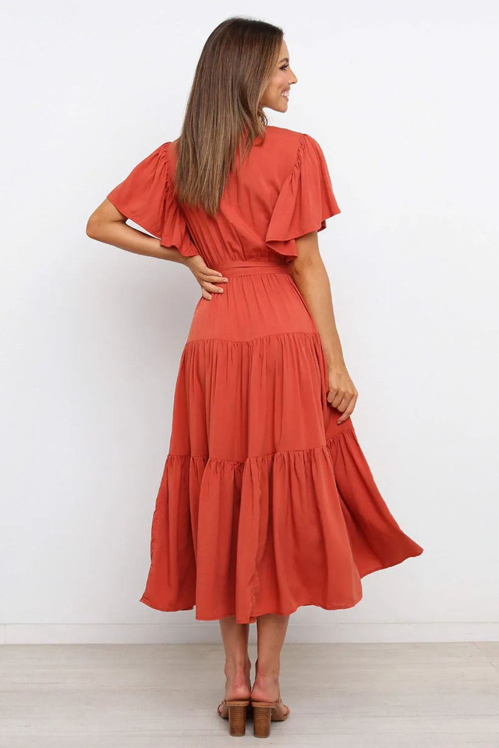 Tied Tiered Short Sleeve Midi Dress sold by Charming Charlie product image thumbnail 4