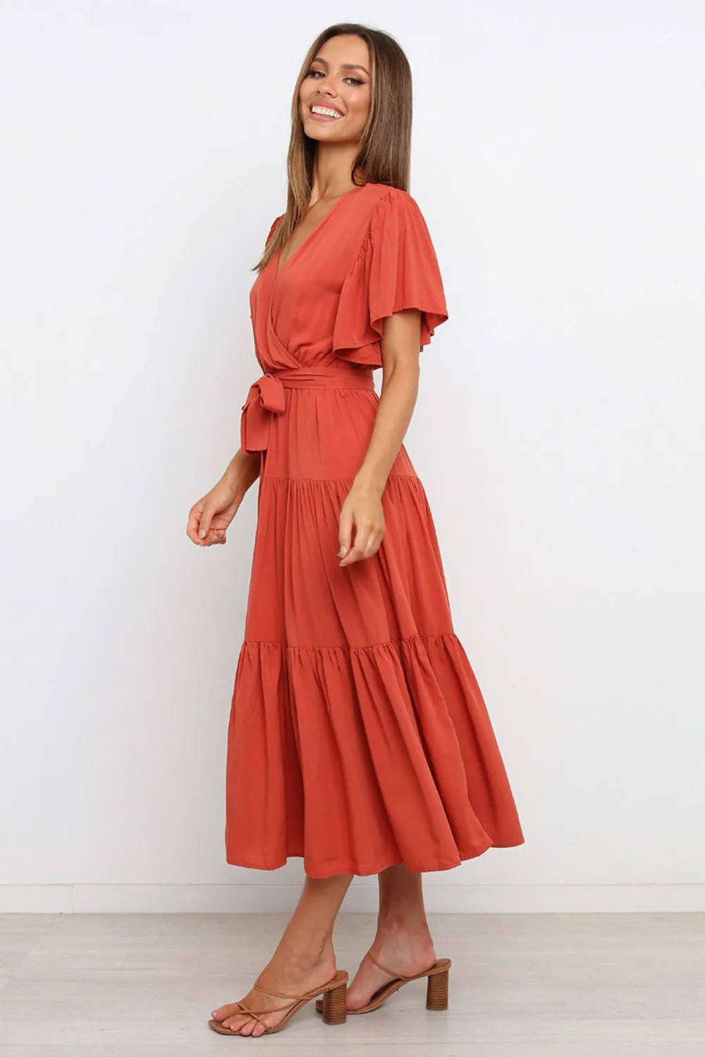Tied Tiered Short Sleeve Midi Dress sold by Charming Charlie product image thumbnail 2