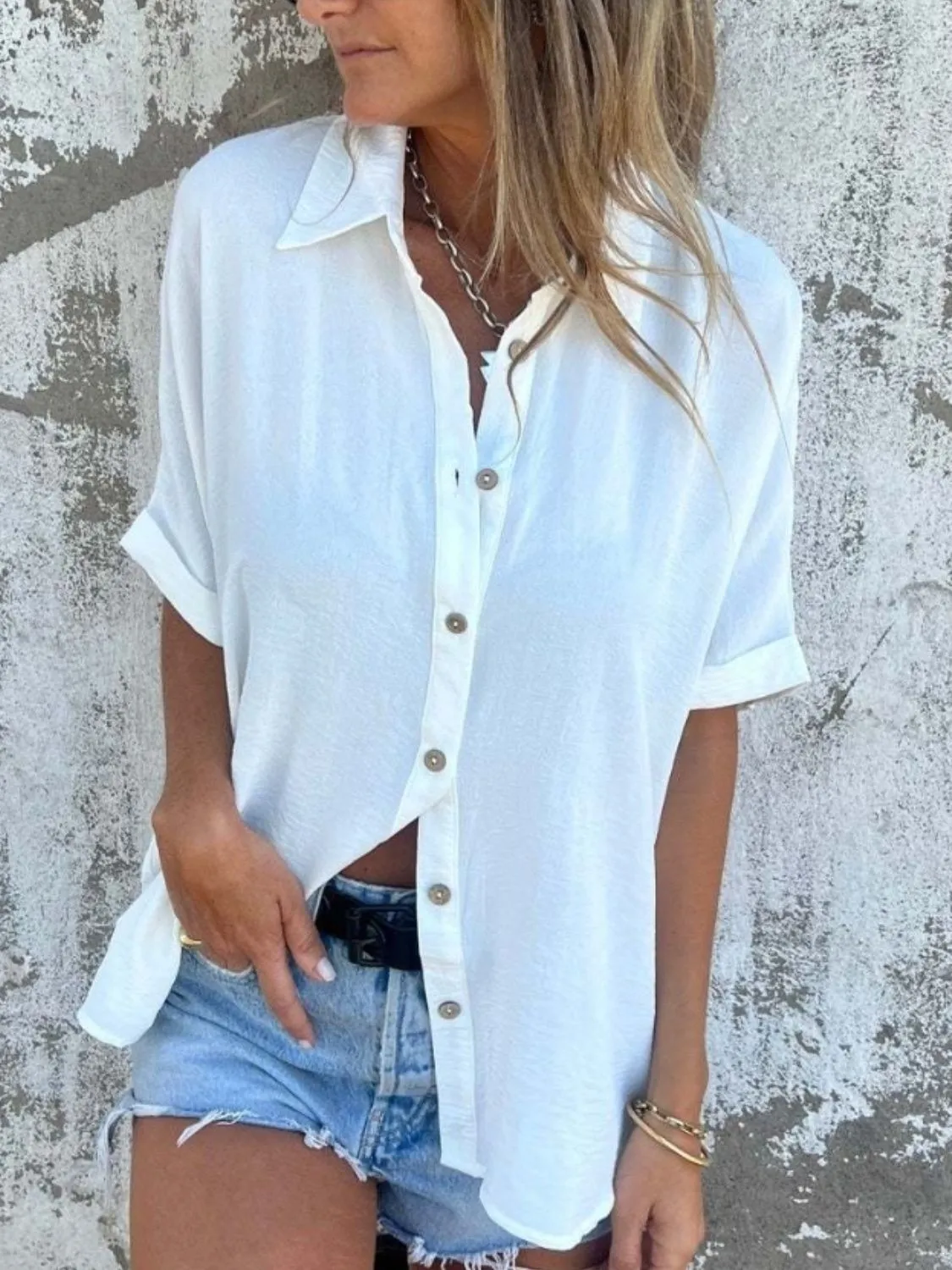 Full Size Button Down Short Sleeve Shirt Plus Size sold by Charming Charlie product image thumbnail 5
