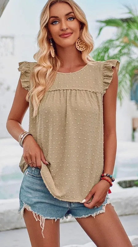 Swiss dot ruffled top sold by Charming Charlie product image thumbnail 3