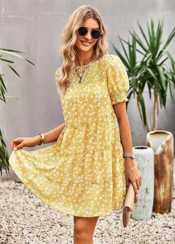 Floral smocked dress sold by Charming Charlie product image thumbnail 5