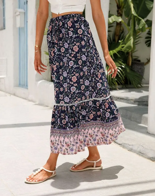 Floral midi skirt sold by Charming Charlie product image thumbnail 4