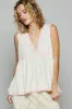 POL Lace Detail Floral V-Neck Sleeveless Top sold by Charming Charlie
