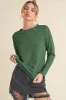 Aemi + Co Lettuce Hemline Round Neck Raglan Sleeve T-Shirt sold by Charming Charlie