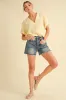 Aemi + Co Side Slit V-Neck Short Sleeve Blouse sold by Charming Charlie