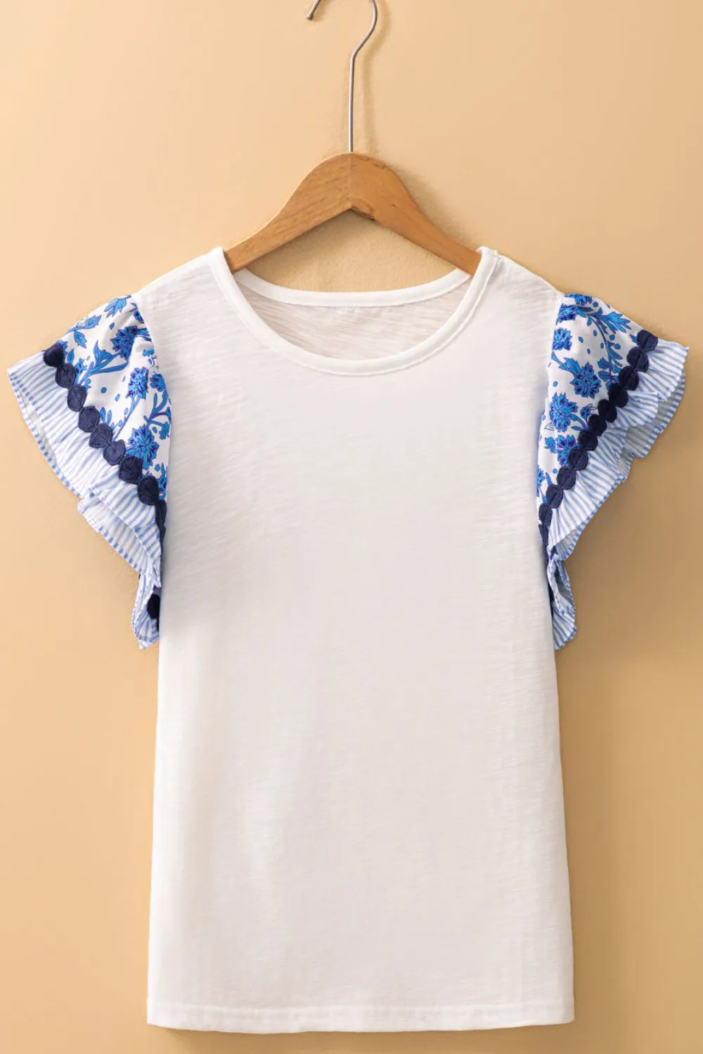Round Neck Printed Ruffled Cap Sleeve Blouse sold by Charming Charlie product image thumbnail 5
