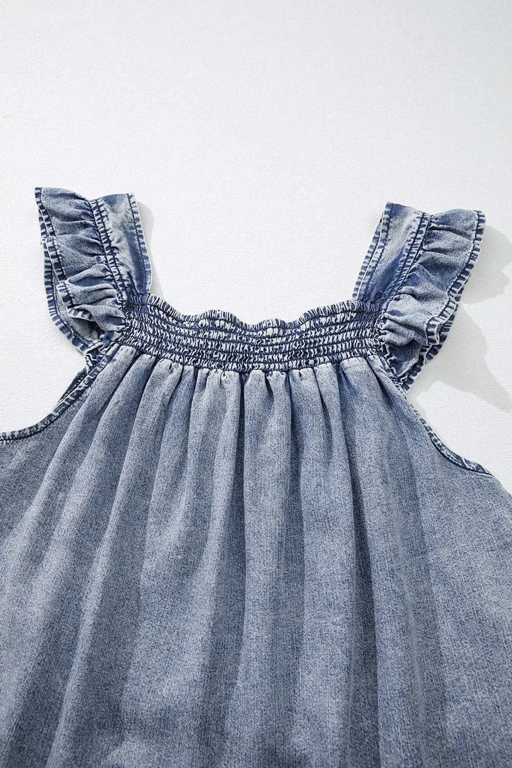 Ruffled Shirred Denim Top sold by Charming Charlie product image thumbnail 4