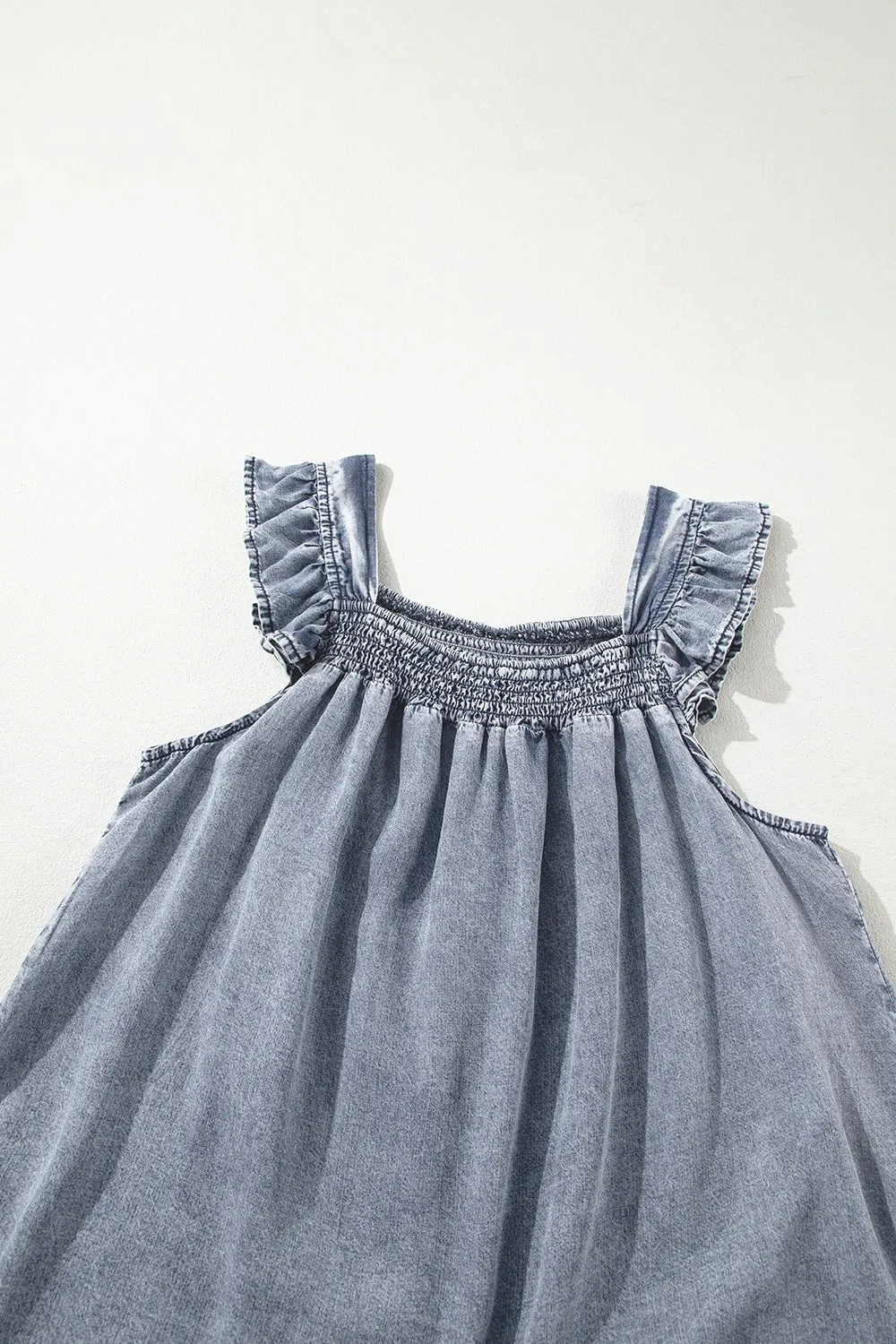 Ruffled Shirred Denim Top sold by Charming Charlie product image thumbnail 5
