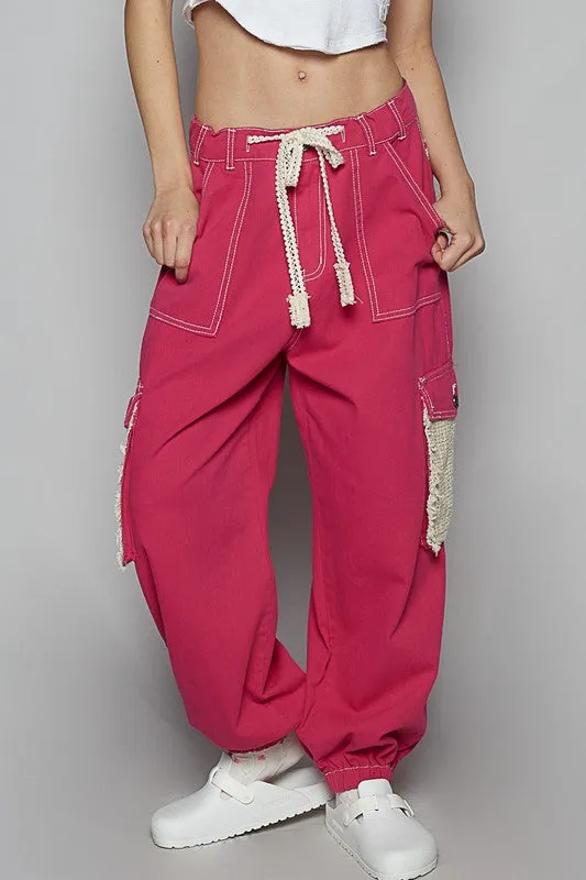 POL Crochet Overlay Pockets Drawstring Pants sold by Charming Charlie