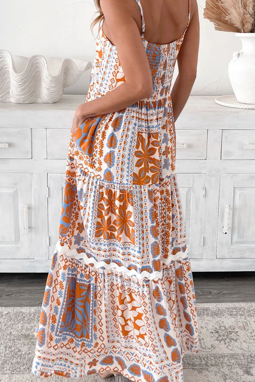 Printed Smocked Back Ricrac Trim Cami Dress sold by Charming Charlie product image thumbnail 2