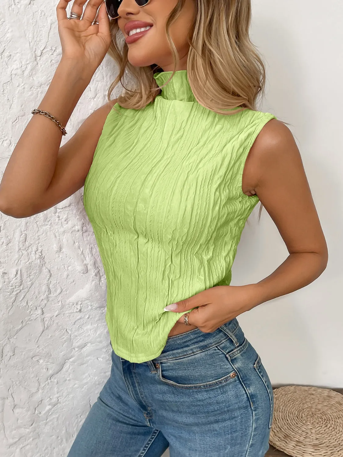 Texture Turtleneck Sleeveless Top sold by Charming Charlie product image thumbnail 5