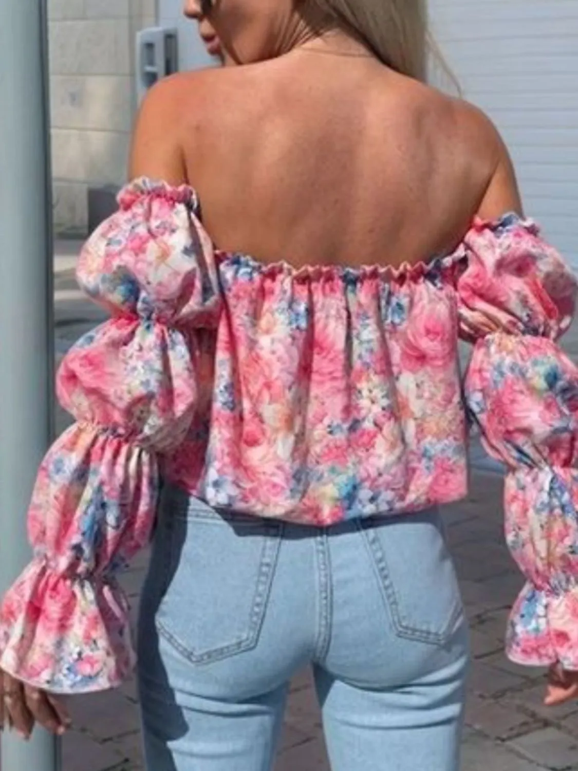 Printed Off-Shoulder Flounce Sleeve Blouse sold by Charming Charlie product image thumbnail 2
