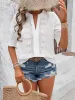 Eyelet Notched Flounce Sleeve Blouse sold by Charming Charlie