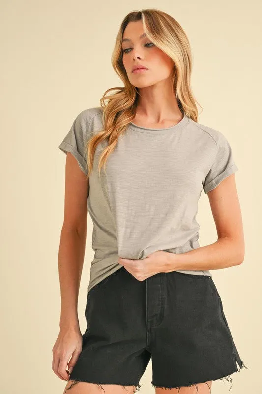 Aemi + Co Lettuce Edge Round Neck Short Sleeve T-Shirt sold by Charming Charlie