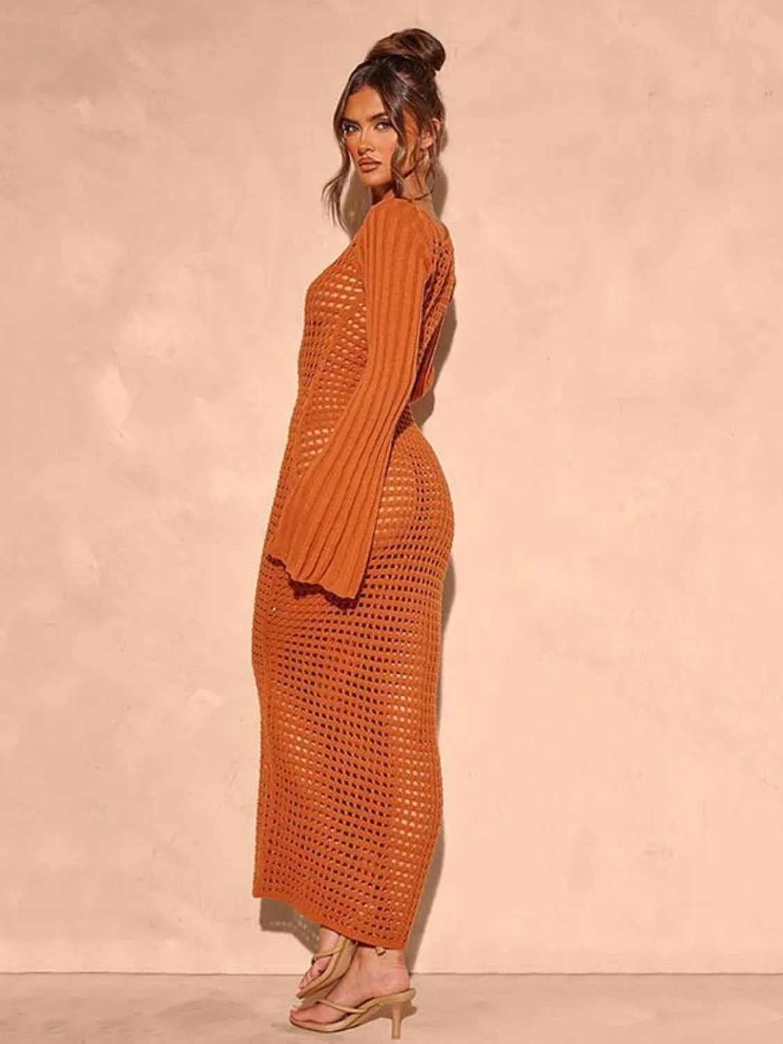 Openwork Square Neck Flare Sleeve Cover-Up Dress sold by Charming Charlie product image thumbnail 2