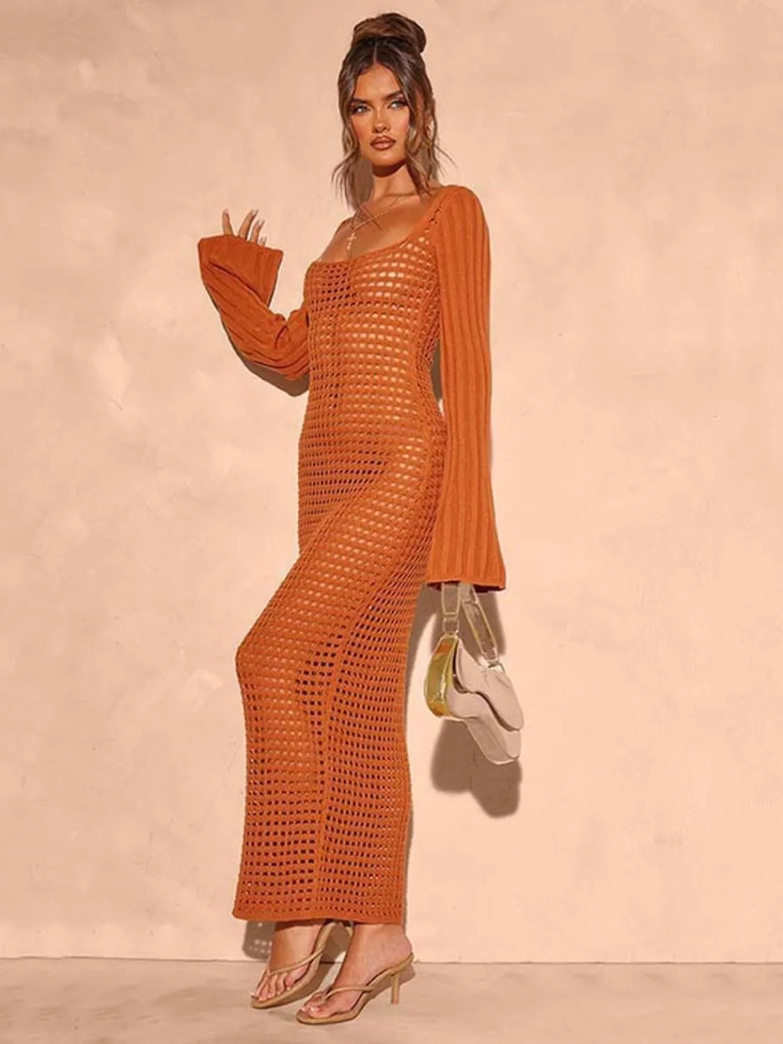 Openwork Square Neck Flare Sleeve Cover-Up Dress sold by Charming Charlie product image thumbnail 3