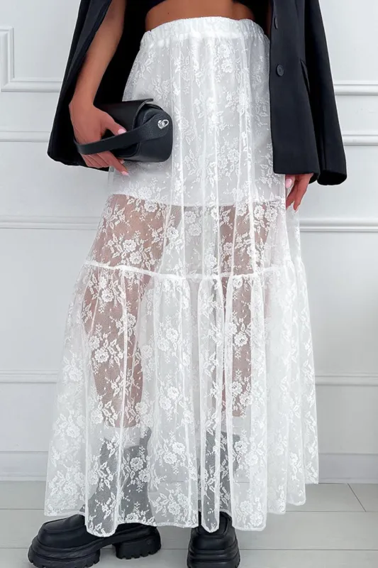 Lace Elastic Waist Maxi Skirt sold by Charming Charlie