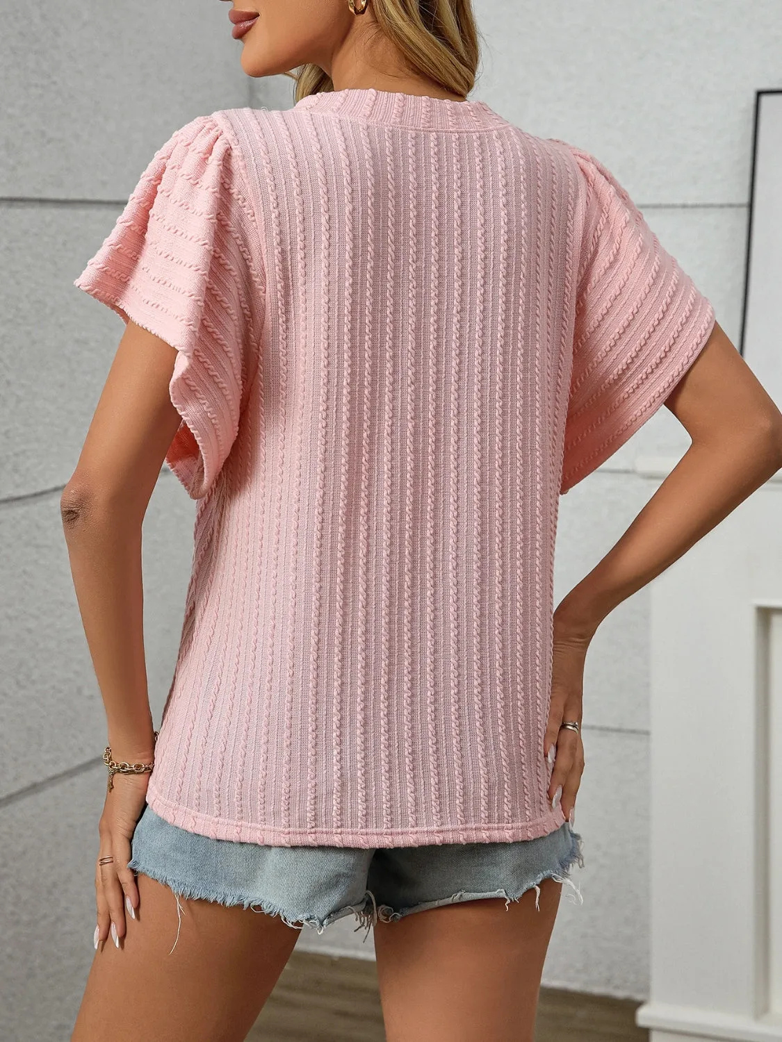 Textured Round Neck Short Sleeve Top sold by Charming Charlie product image thumbnail 4