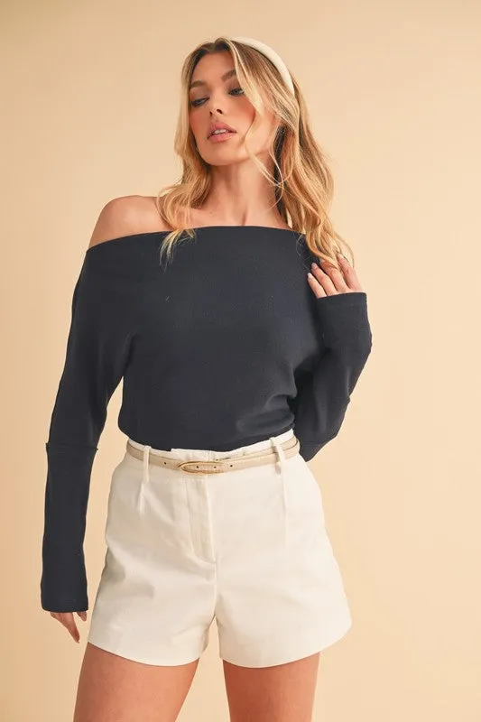 Aemi + Co One Shoulder Long Sleeve Knit Top sold by Charming Charlie