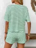 Striped Round Neck Short Sleeve Top and Shorts Set sold by Charming Charlie