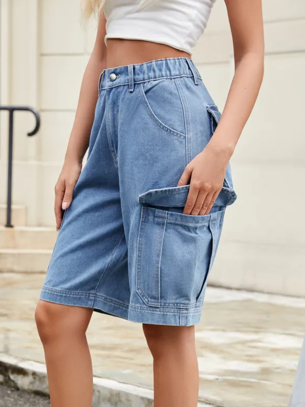 High Waist Denim Shorts with Pockets sold by Charming Charlie