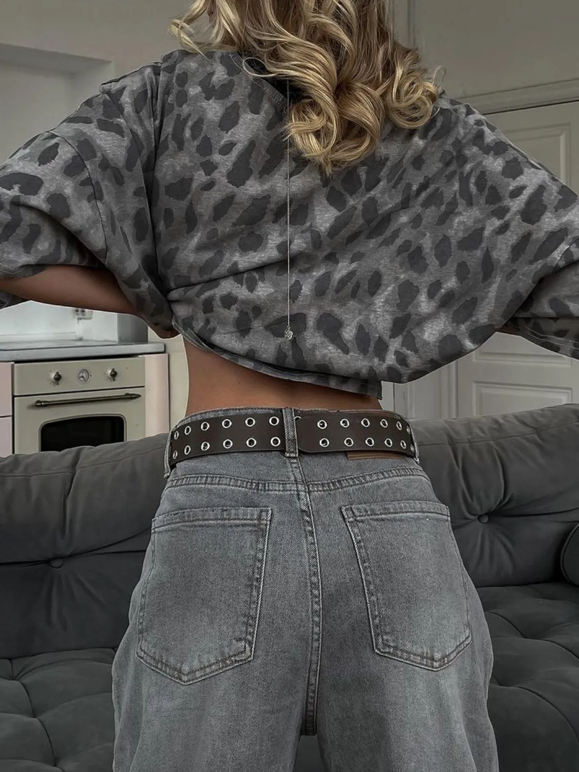 Leopard Round Neck Drop Shoulder T-Shirt sold by Charming Charlie product image thumbnail 3