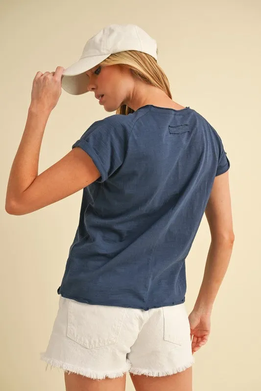 Aemi + Co Lettuce Edge Round Neck Short Sleeve T-Shirt sold by Charming Charlie product image thumbnail 5