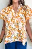 Ruffled Notched Short Sleeve Floral Blouse sold by Charming Charlie