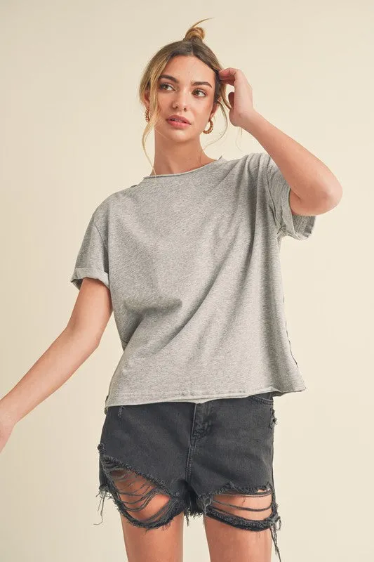 Aemi + Co Exposed Seam Round Neck Short Sleeve T-Shirt sold by Charming Charlie product image thumbnail 2