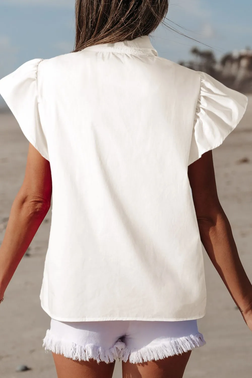 Lace Patchwork Ruffled Cap Sleeve Blouse sold by Charming Charlie product image thumbnail 2