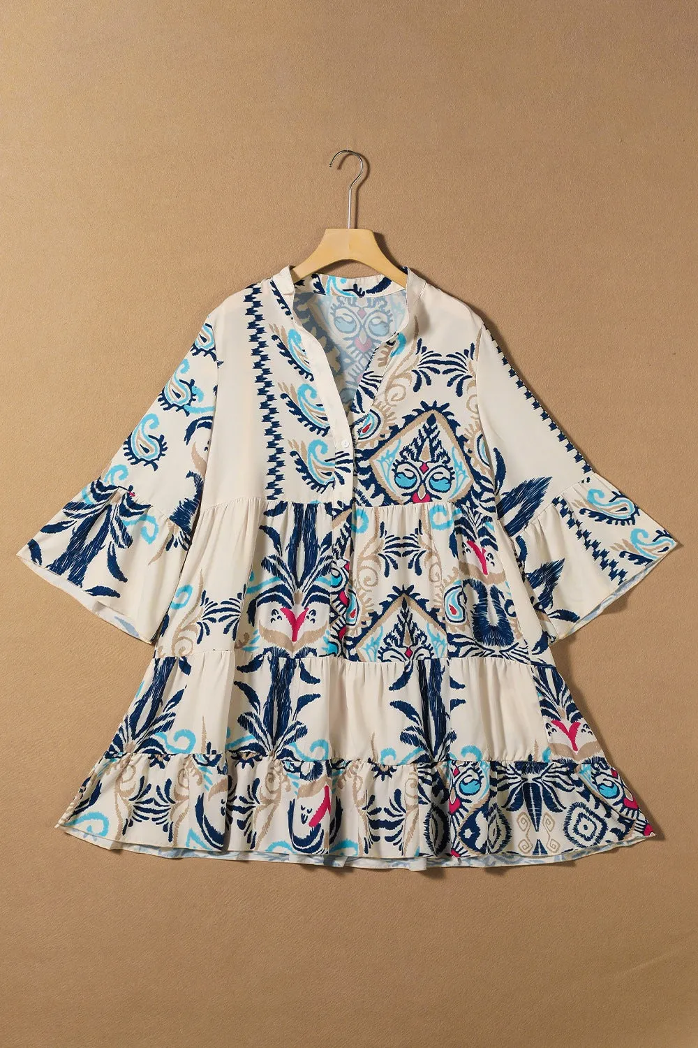 Printed Notched Three-Quarter Sleeve Mini Dress sold by Charming Charlie product image thumbnail 5