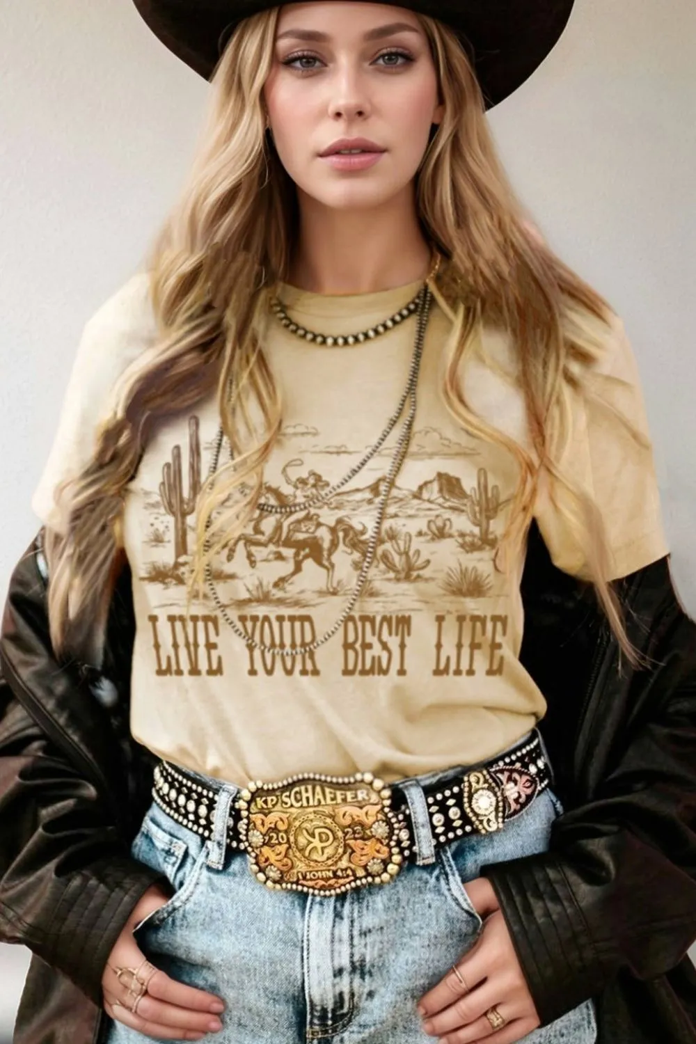 LIVE YOUR BEST LIFE Western Graphic Short Sleeve T-Shirt sold by Charming Charlie