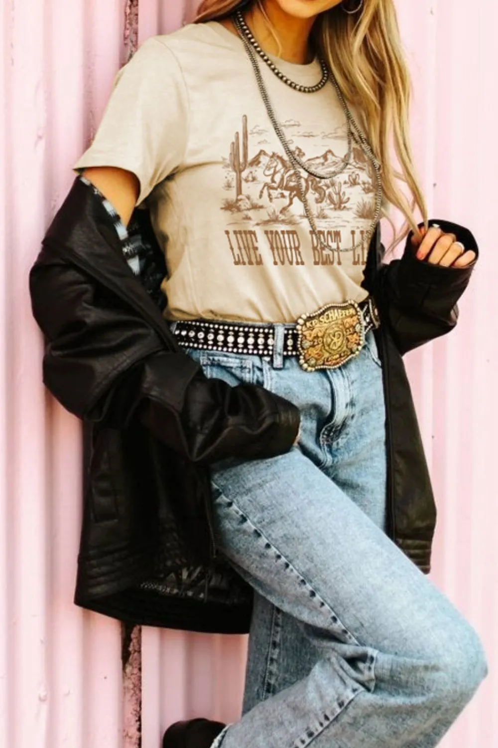 LIVE YOUR BEST LIFE Western Graphic Short Sleeve T-Shirt sold by Charming Charlie product image thumbnail 2