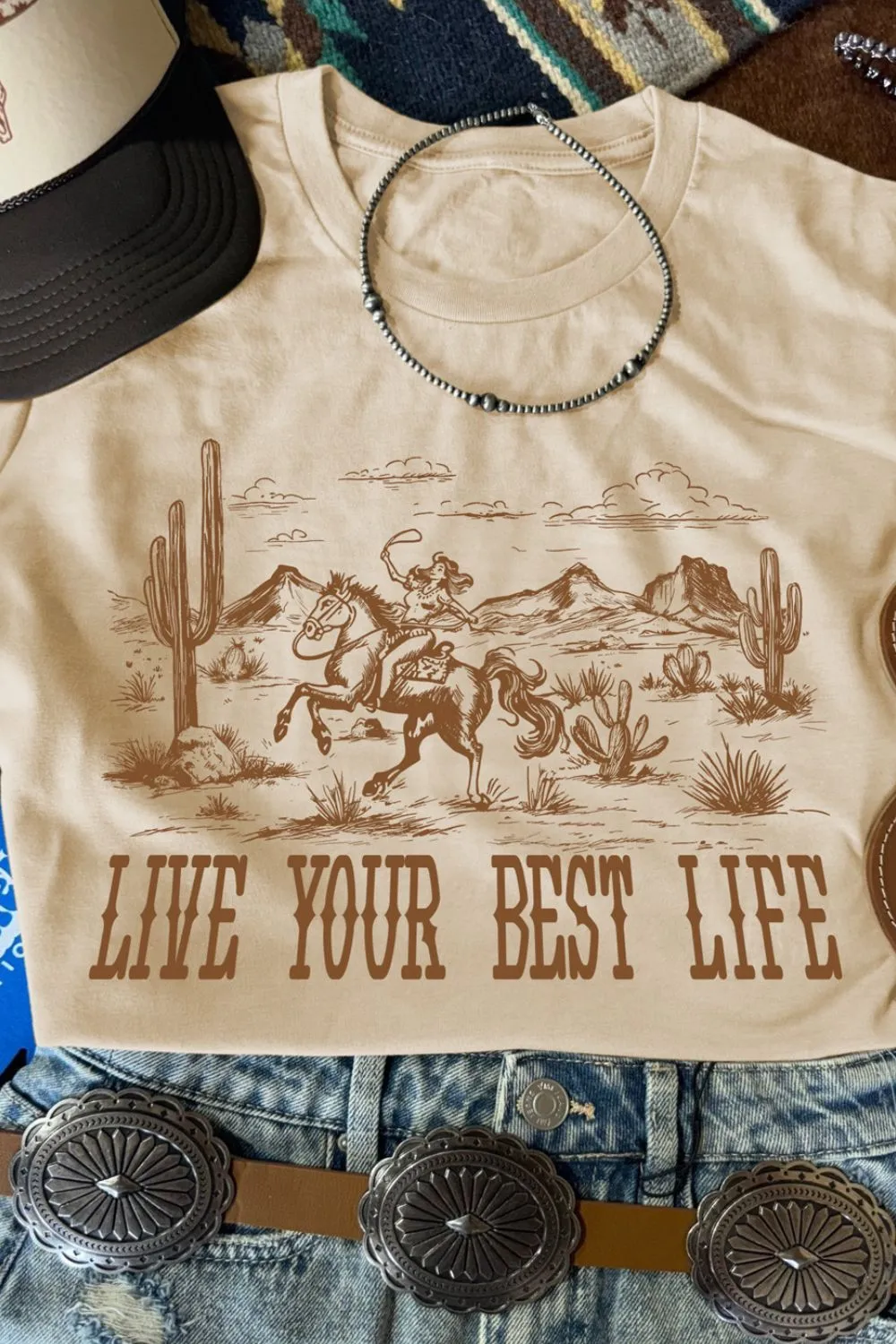 LIVE YOUR BEST LIFE Western Graphic Short Sleeve T-Shirt sold by Charming Charlie product image thumbnail 4